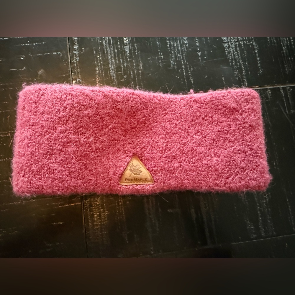 Red maple baby alpaca ear warmers headband